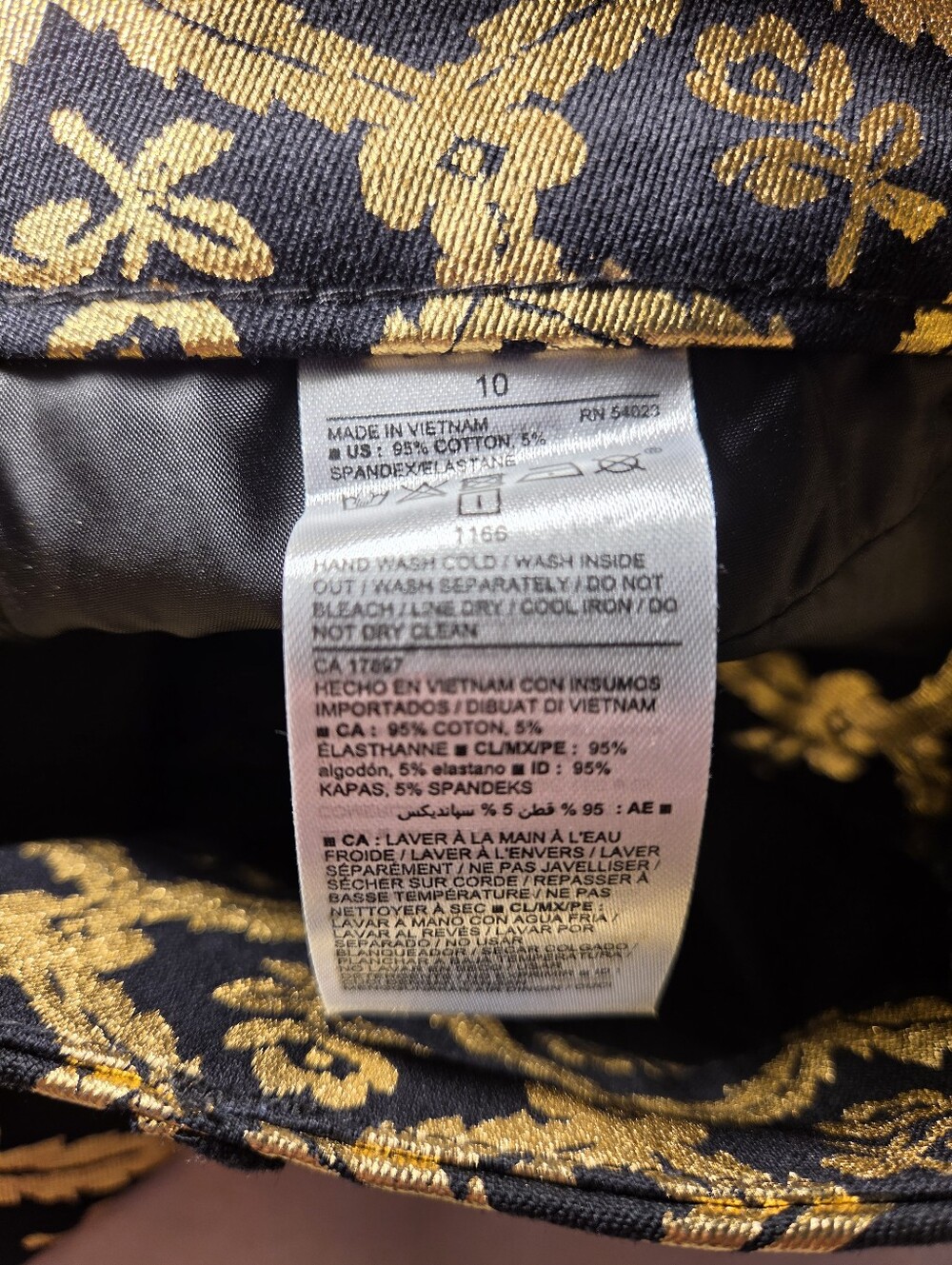 Old Navy Pixie Mid-Rise Gold Black Brocade Ankle Pants 10 - Picture 8 of 12